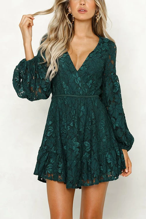 Levency Lace V Neck Puff Sleeve Mini Dress New In 1 Levency Lace V Neck Puff Sleeve Mini Dress New In