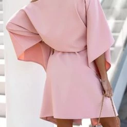 Levency New In Loose Bat Belted Mini Dress