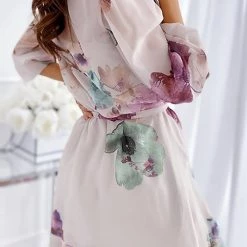 Levency Floral Bleted Long Sleeve Mini Dress New In