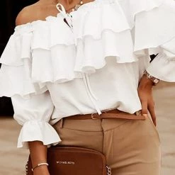 Levency Off The Shoulder Tunic With Double Frill New In