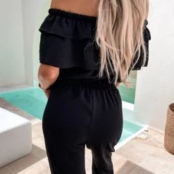 Levency Ruffles Off The Shoulder Drawstring Jumpsuits 22 Levency Ruffles Off The Shoulder Drawstring Jumpsuits