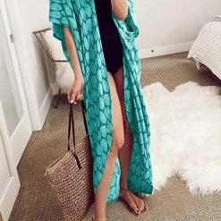 Levency Leaf Belted Kimono Cardigan