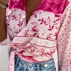 Levency Tropical Flares Sleeve Tie Top New In