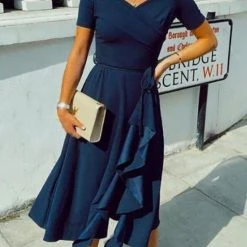 Levency New In Off Shoulder Frill Belted Midi Dress 7 Levency New In Off Shoulder Frill Belted Midi Dress