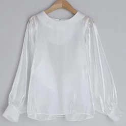 Levency New In Gleamingly Organza Puff Sleeve Blouse