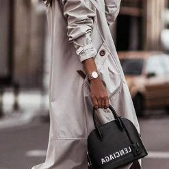 Levency New In Single Breasted Pocket Belted Trench Coat