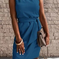 Levency New In One Shoulder Belted Mini Dress