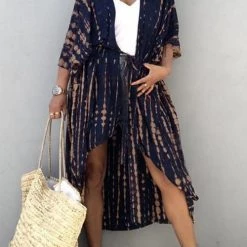 Levency Print Belted Cover Kimono New In