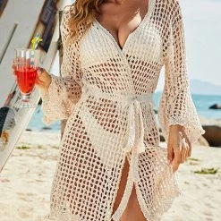 Levency Loose Weave Long Belted Cardigan New In