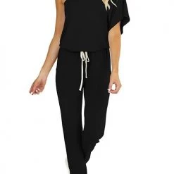 Levency One Shoulder Drawstring Jumpsuits New In