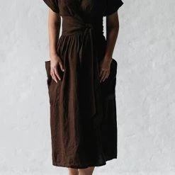 Levency New In Pockets V Neck Kimono Dress