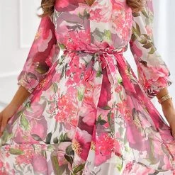 Levency Floral Bleted Long Sleeve Mini Dress New In