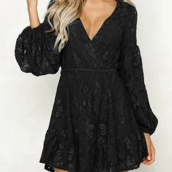 Levency Lace V Neck Puff Sleeve Mini Dress New In 11 Levency Lace V Neck Puff Sleeve Mini Dress New In