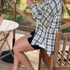 Levency Rhythm Of The Night Tweed Plaid Shacket