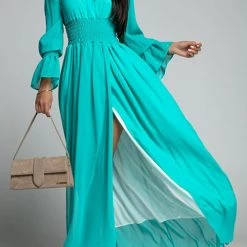 Levency New In Empire Waist V Neck Slit Maxi Dress 27 Levency New In Empire Waist V Neck Slit Maxi Dress