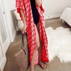 Levency Leaf Belted Kimono Cardigan