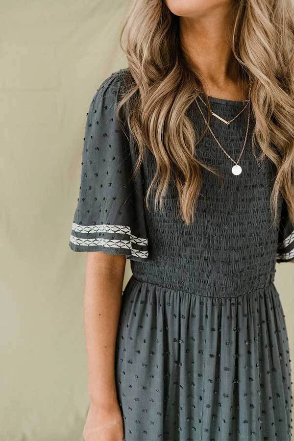 Levency Dot Flares Sleeve Smocked Maxi Dress New In 5 Levency Dot Flares Sleeve Smocked Maxi Dress New In