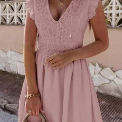 Levency New In Come To Me At Night Ruffles V Neck Dress