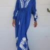 Levency Embroidered Drawstring Long Sleeve Caftan New In