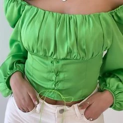 Levency Square Neck Lace Up Top