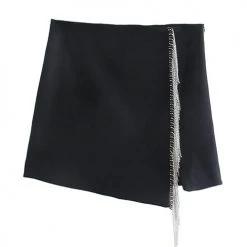 Levency Rhinstone Tassels Slit Skirts