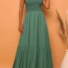 Levency Smocked Tiered Strap Maxi Dress