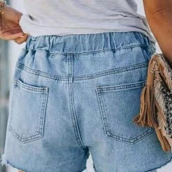 Levency New In Raw Edge Drawstring Denim Shorts 12 Levency New In Raw Edge Drawstring Denim Shorts