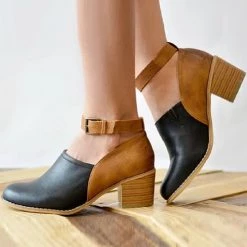 Levency Ankle Strap Mid Heel Pumps