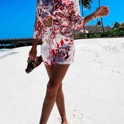 Levency New In Print Tie Blouse Short Set 29 Levency New In Print Tie Blouse Short Set