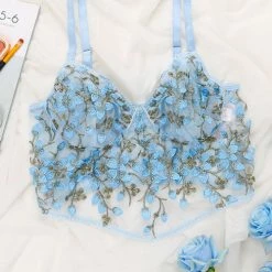 Levency The Gardenia Mesh Embroidery Bustier