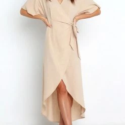 Levency Solid V Neck Tulip Wrap Dress New In 19 Levency Solid V Neck Tulip Wrap Dress New In
