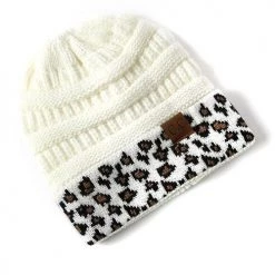 Levency New In Animal Print Messy Bun Beanie