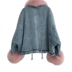 Levency Detachable Fuzzy Faux Fur Collar Denim Coat New In 78 Levency Detachable Fuzzy Faux Fur Collar Denim Coat New In