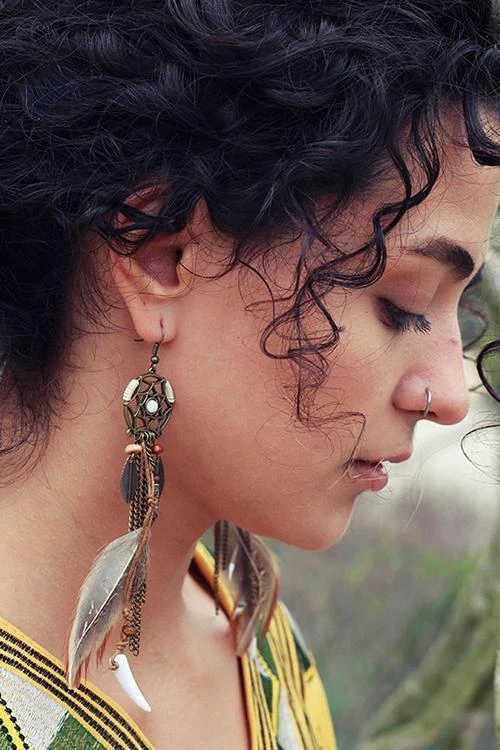 Levency Feather Dreamcather Earring 2 Levency Feather Dreamcather Earring