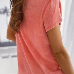 Levency V Neck Button Pockets T Shirt