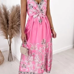 Levency New In Paisley Print V Neck Slip Maxi Dress