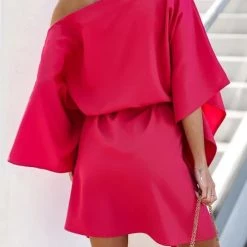 Levency New In Loose Bat Belted Mini Dress