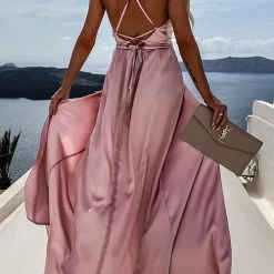 Levency Satin Slit Slip Maxi Dress