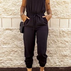 Levency Drawstring Waist Spaghetti Straps Jumpsuit New In