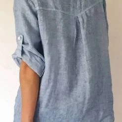 Levency Sequin Pockets V Neck Blouse