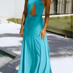 Levency Cross Halter Neck Backless Maxi Dress New In