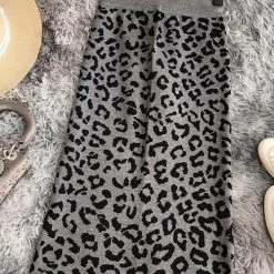 Levency Knit Leopard Print Bodycon Skirt New In