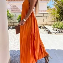 Levency Breeze Slip Pleated Maxi Dress