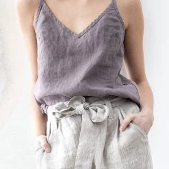 Levency New In Solid Linen Tank Top