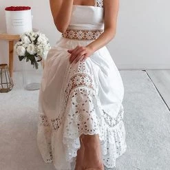 Levency Lace Patchwork Sleeveless Maxi Dress New In