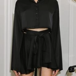 Levency Button Flares Sleeve Skirts Set New In