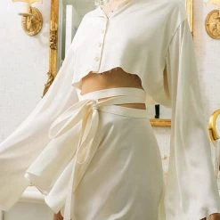 Levency Button Flares Sleeve Skirts Set New In