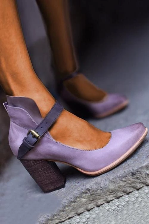 Levency Chunky Heel Buckle Pumps 3 Levency Chunky Heel Buckle Pumps