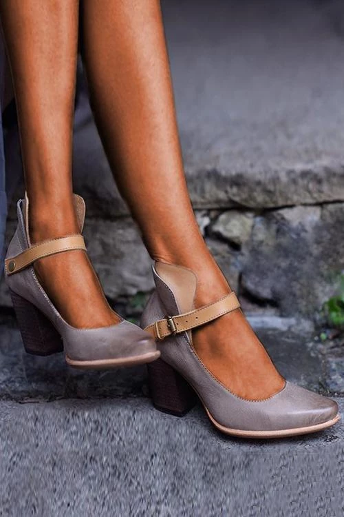 Levency Chunky Heel Buckle Pumps 4 Levency Chunky Heel Buckle Pumps
