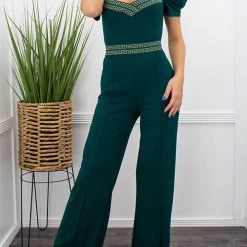 Levency Puff Sleeve Off The Shoulder Solid Jumpsuit New In